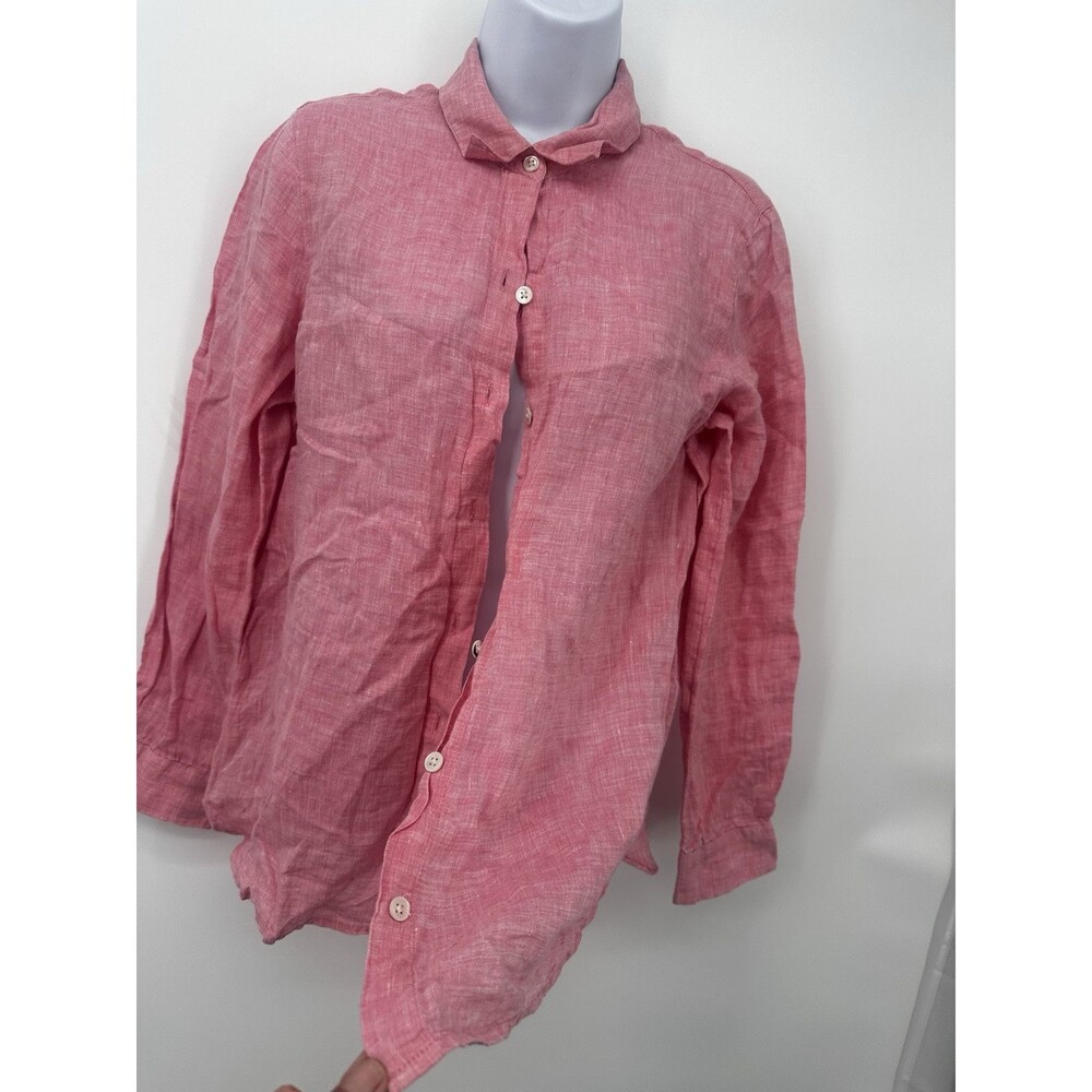J. Jill Love 100% Linen coastal beachie Pink/Long Sleeve Tunic Shirt Top XS